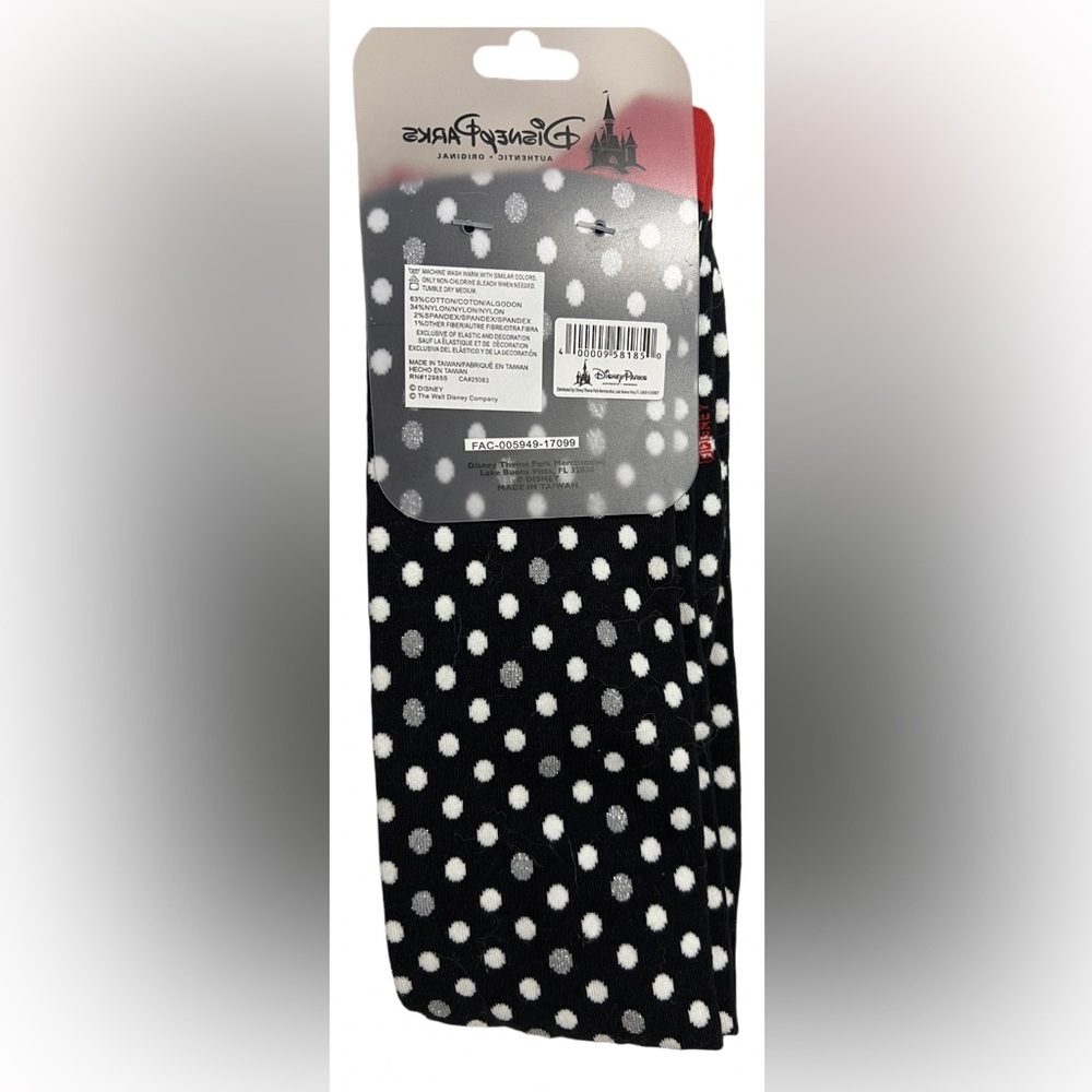 Disney Minnie Polka Dot Knee High Ribbon Socks OS NWT - Picture 2 of 4